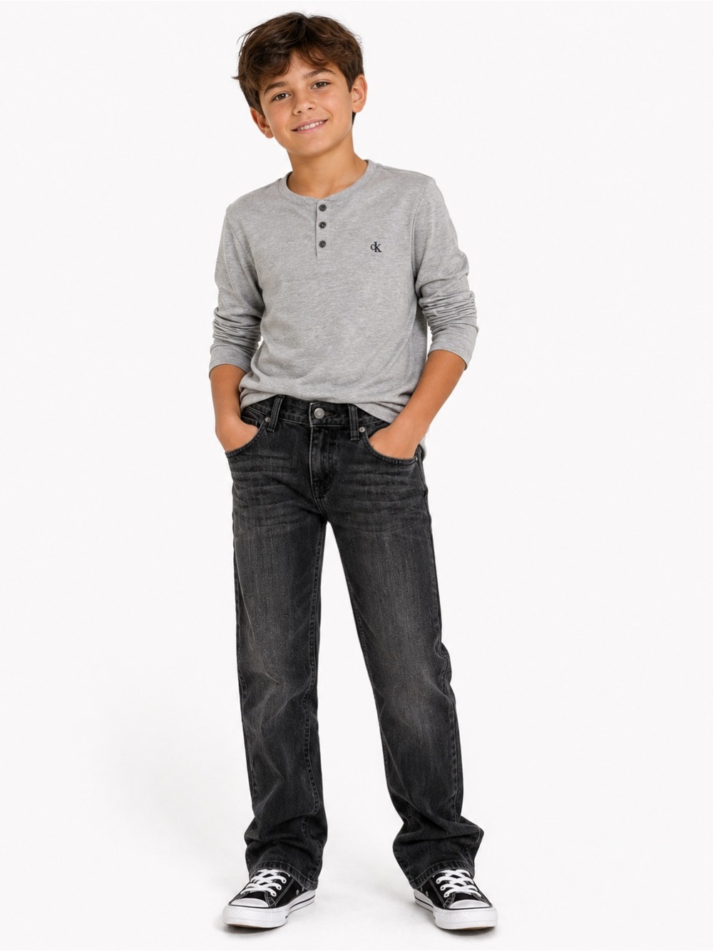 Calvin Klein Boys Slim Straight Dark Wash Jeans Size 7 Regular